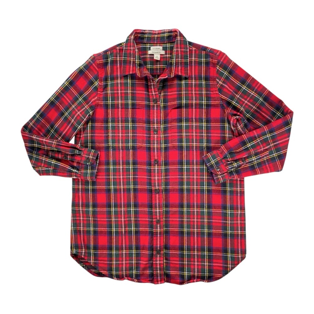 L.L. Bean 100% Cotton Men’s Medium Red Plain Button Down Pajama Top Button Down